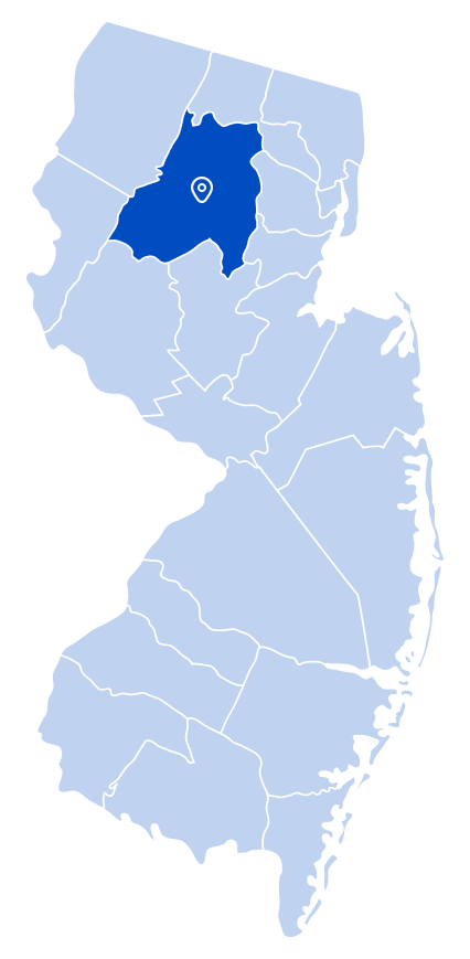 Map of New Jersey with service areas highlighted